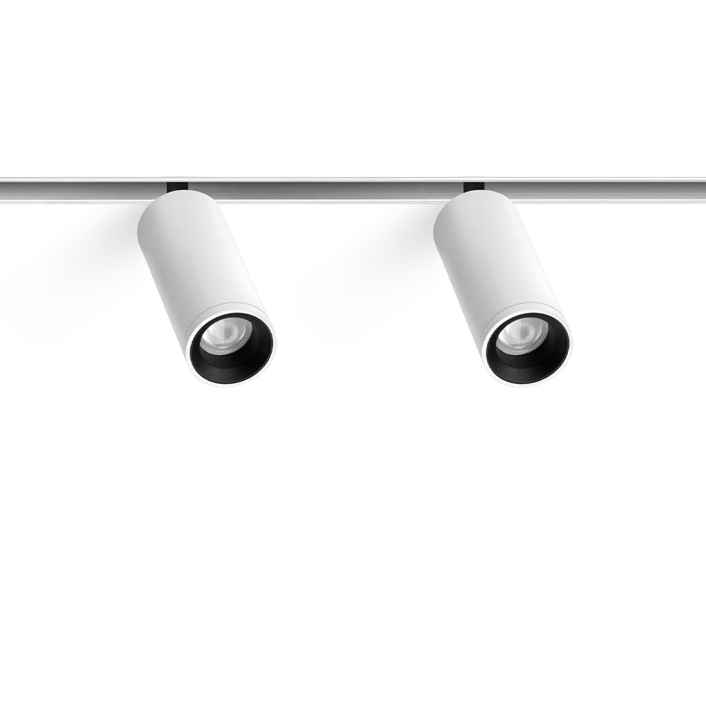 Spot Pentru Șină Arkoslight Fit 27 48V Double, Alb Texturat - Șină Albă, 3000K, Dali, Unghi 31°, 11W, Ip20, Cri>90