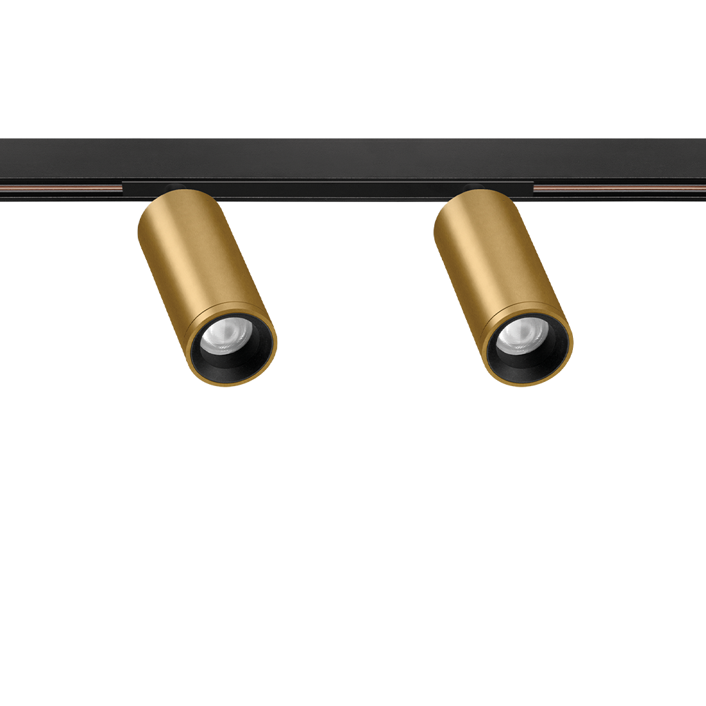 Spot Pentru Șină Arkoslight Fit 27 48V Double Short, Auriu, 2700K, Dali, Unghi 18°, 11W, Ip20, Cri>90