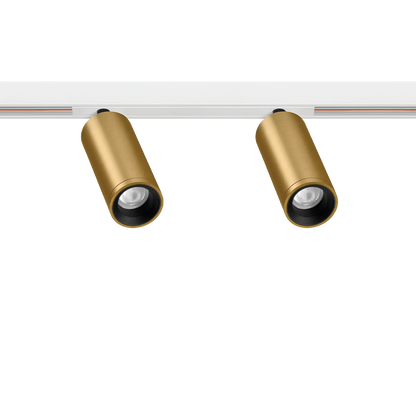 Spot Pentru Șină Arkoslight Fit 27 48V Double Short, Auriu - Șină Albă, 3000K, Dali, Unghi 31°, 11W, Ip20, Cri>90