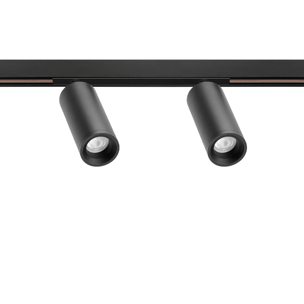 Spot Pentru Șină Arkoslight Fit 27 48V Double Short, Negru Texturat, 3000K, Dali, Unghi 42°, 11W, Ip20, Cri>90