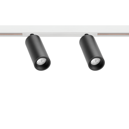 Track Spotlight Arkoslight Fit 27 48V Double Short, Textured Black - White Track, 3000K, DALI, 18° Beam Angle, 11W, IP20, CRI>90