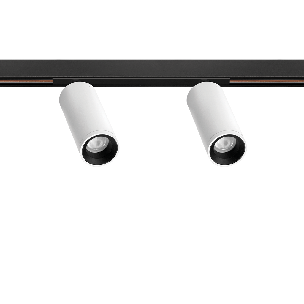 Track Spotlight Arkoslight Fit 27 48V Double Short, Textured White, 3000K, DALI, 18° Beam Angle, 11W, IP20, CRI>90