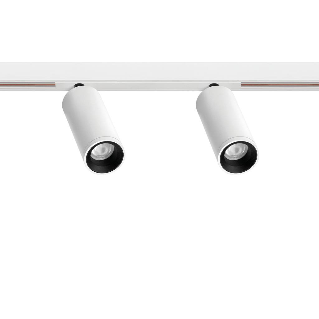 Spot Pentru Șină Arkoslight Fit 27 48V Double Short, Alb Texturat - Șină Albă, 3000K, Dali, Unghi 18°, 11W, Ip20, Cri>90