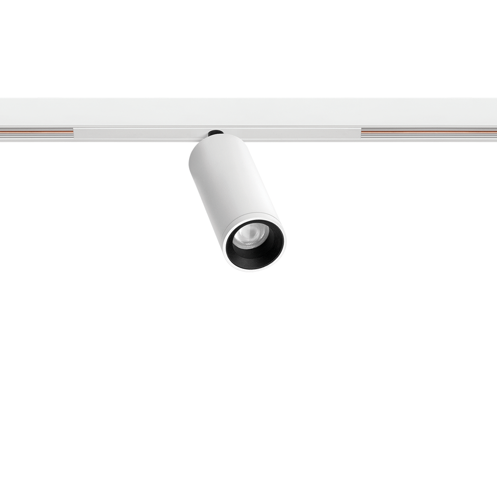 Spot Pentru Șină Arkoslight Fit 27 48V Short, Alb Texturat - Șină Albă, 3000K, Dali, Unghi 31°, 5,5W, Ip20, Cri>90