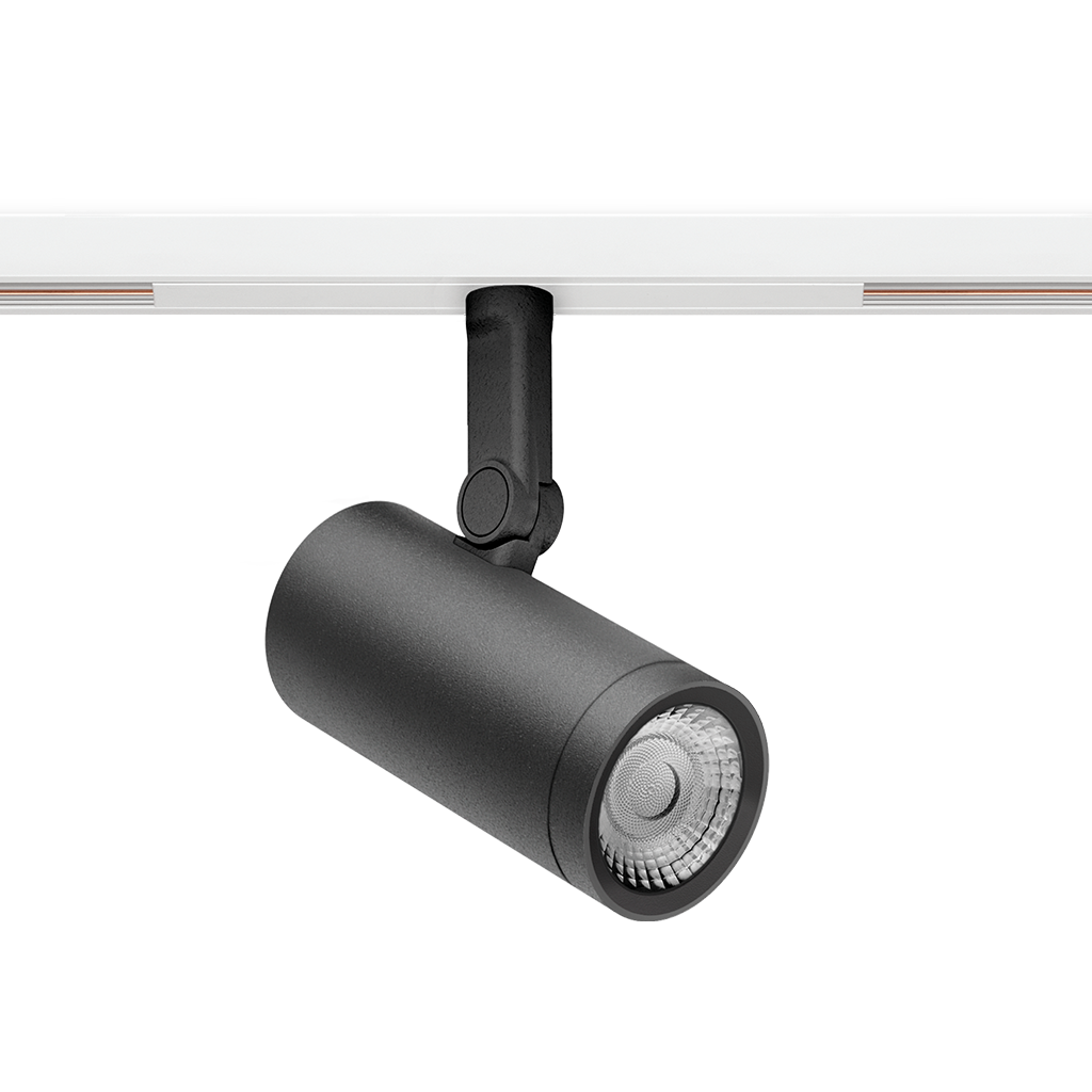 Track Spotlight Arkoslight Coco M 48V Tunable White Short, Textured Black - White Track, 2700 - 5000K, DALI, 55° Beam Angle, 11.3W, IP20, CRI>90