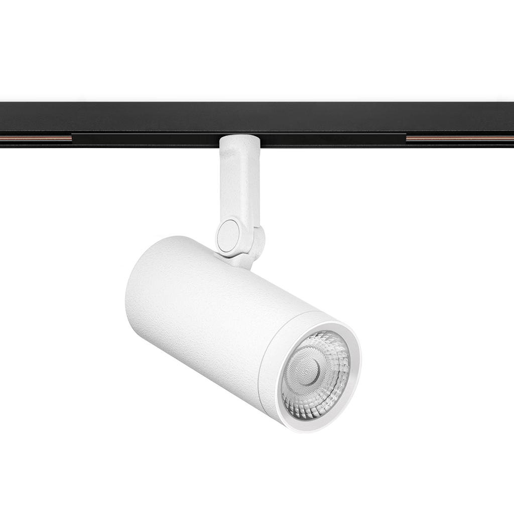 Track Spotlight Arkoslight Coco M 48V Tunable White Short, Textured White, 2700 - 5000K, DALI, 55° Beam Angle, 11.3W, IP20, CRI>90