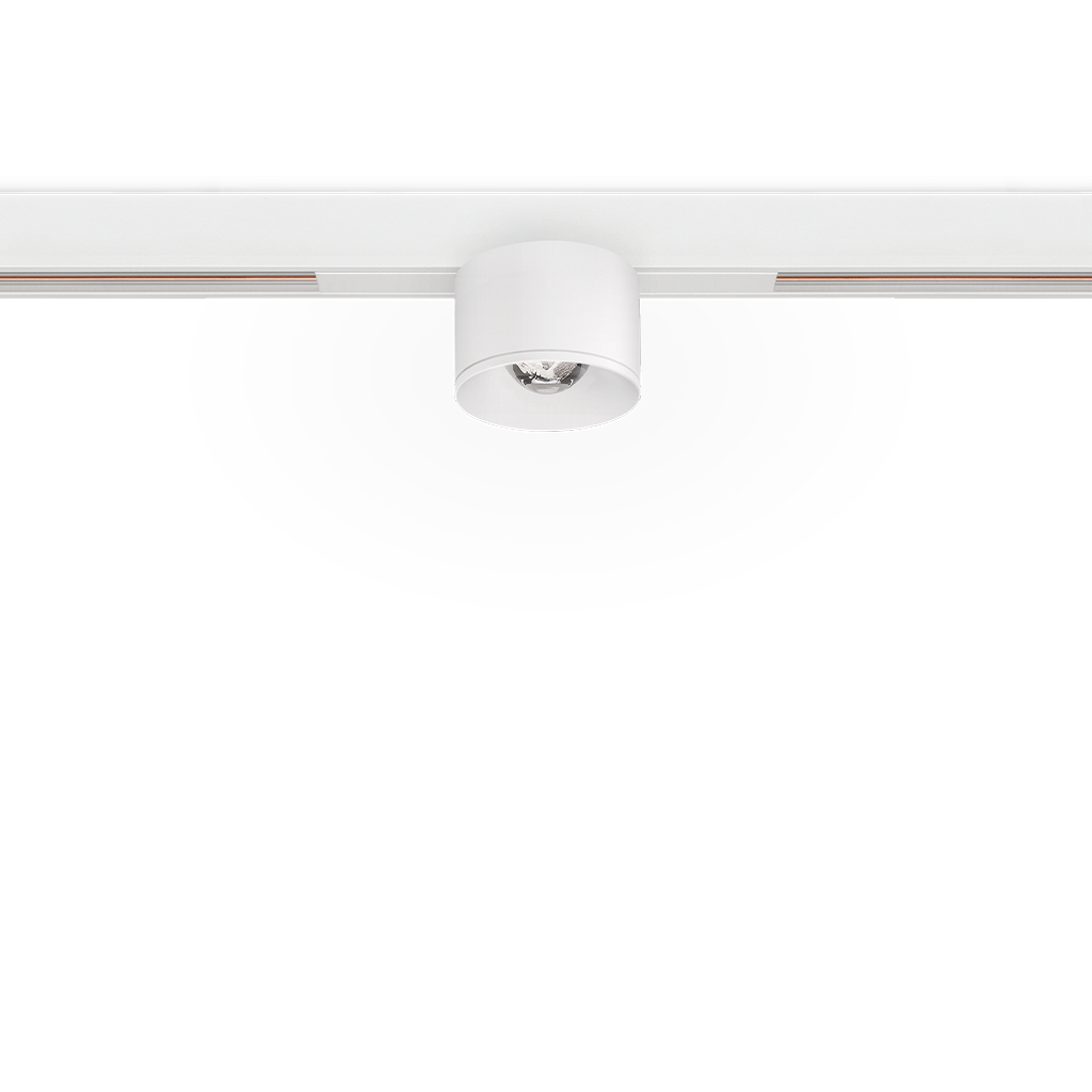Spot Pentru Șină Arkoslight Puck S 48V Short, Alb Texturat - Șină Albă, 3000K, Dali, Unghi 42°, 6W, Ip20, Cri>90
