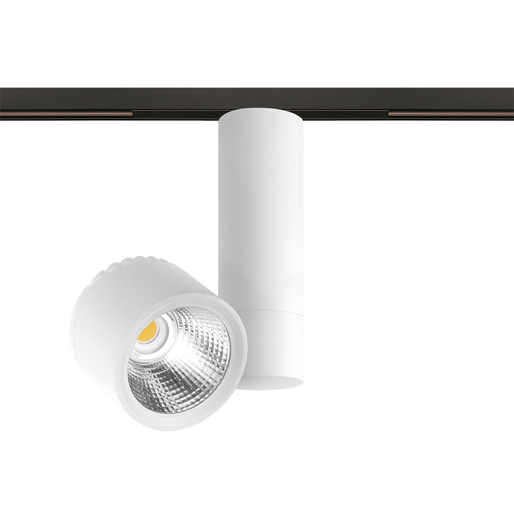 Spot Pentru Șină Arkoslight Zen Tube 48V Short, Alb Texturat, 3000K, Dali, Unghi 42°, 23W, Ip20, Cri>90
