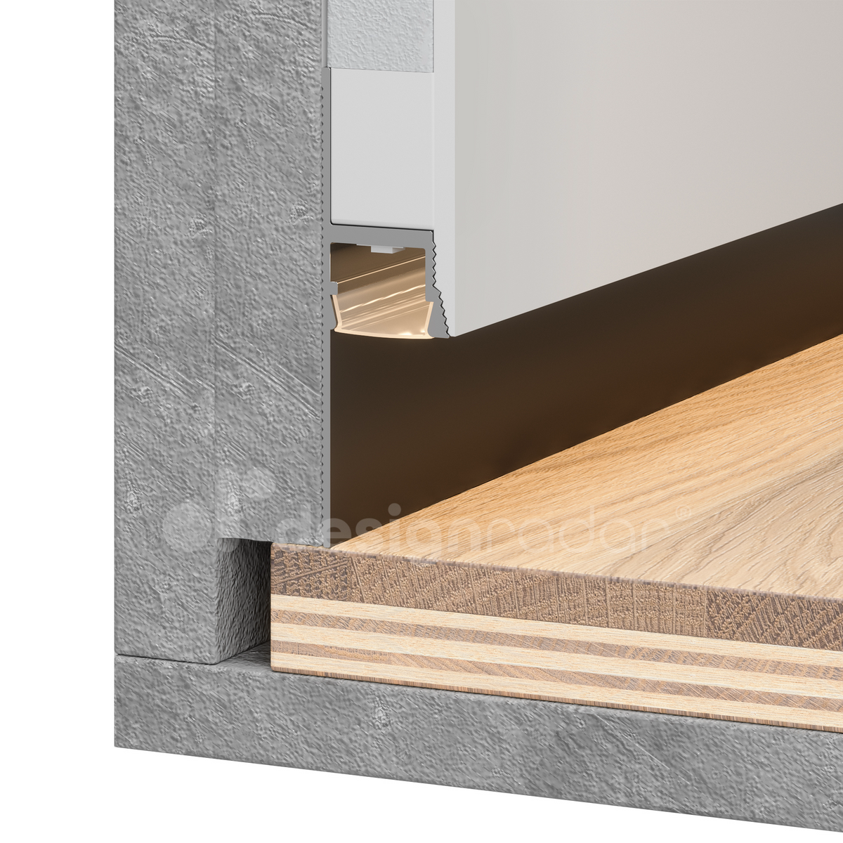 Profil Tip Plintă și Scafă Ascunsă Shadow Gap Light, M1, Aluminiu, Negru Mat, Anodizat, 2 m, 16,2 x 55 mm
