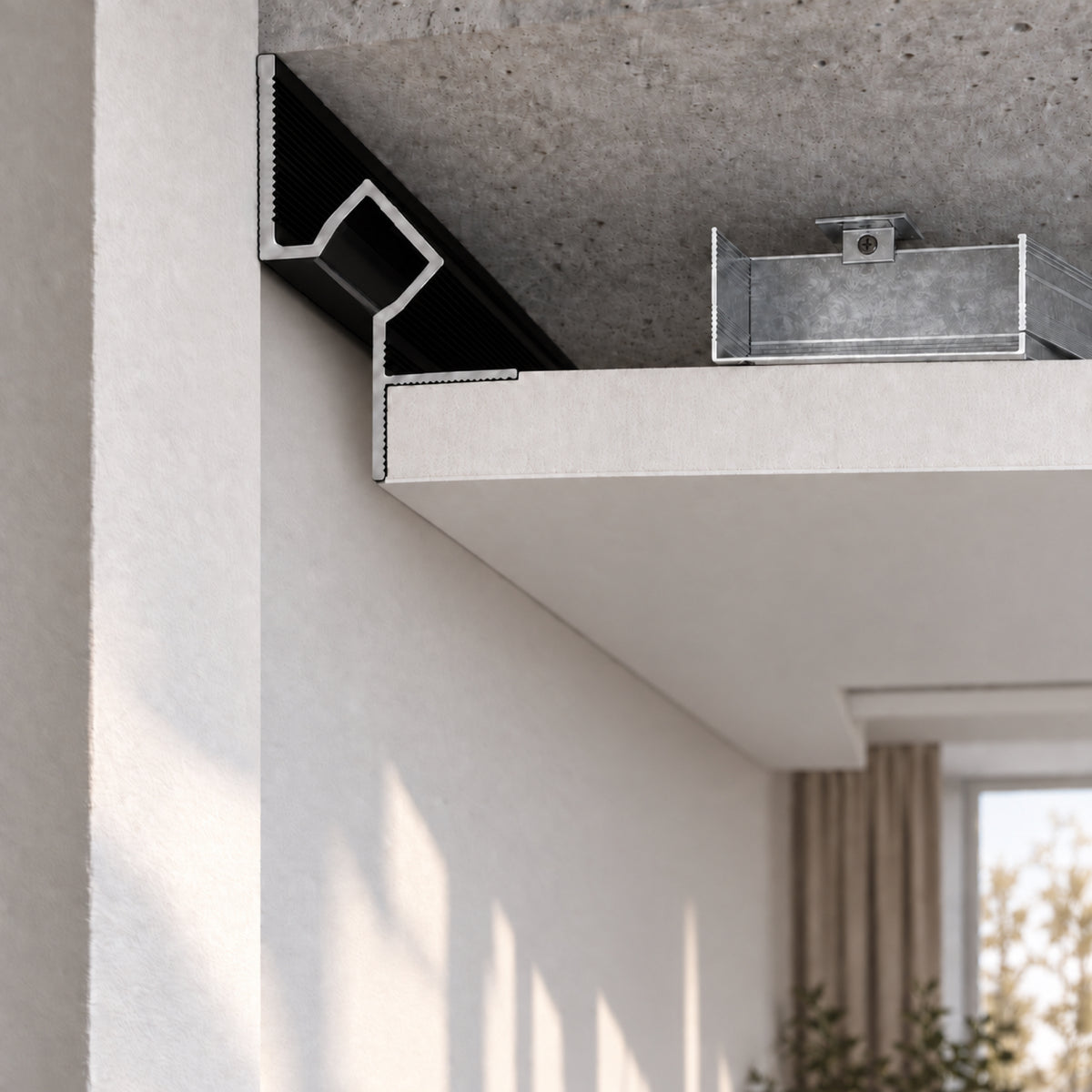 Shadow Gap Light Profile, M3, Aluminum, Matte Black, Anodized, 2 m, 42 x 55 mm
