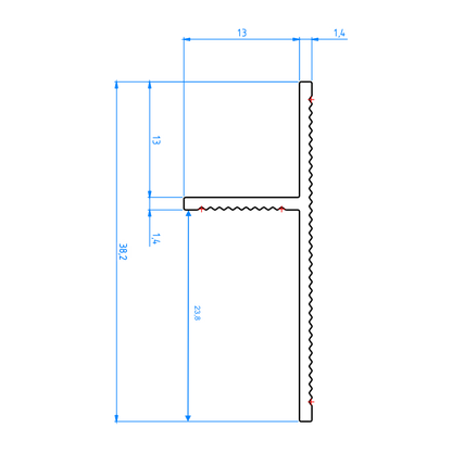 Profil Tip Plintă și Scafă Ascunsă Shadow Gap, PS130, Aluminiu, Negru Mat, Vopsit Electrostatic, 2,7 m, 14,4 x 38,2 mm