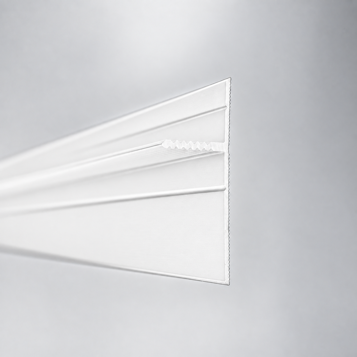 Profil Tip Plintă și Scafă Ascunsă Shadow Gap, PS130, Aluminiu, Alb Mat, Vopsit Electrostatic, 2,7 m, 14,4 x 38,2 mm