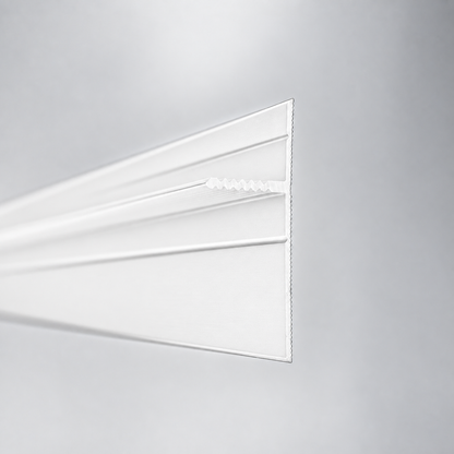 Profil Tip Plintă și Scafă Ascunsă Shadow Gap, PS130, Aluminiu, Alb Mat, Vopsit Electrostatic, 2,7 m, 14,4 x 38,2 mm
