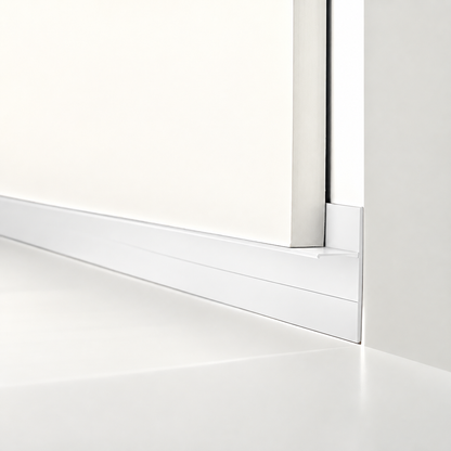 Profil Tip Plintă și Scafă Ascunsă Shadow Gap, PS130, Aluminiu, Alb Mat, Vopsit Electrostatic, 2,7 m, 14,4 x 38,2 mm