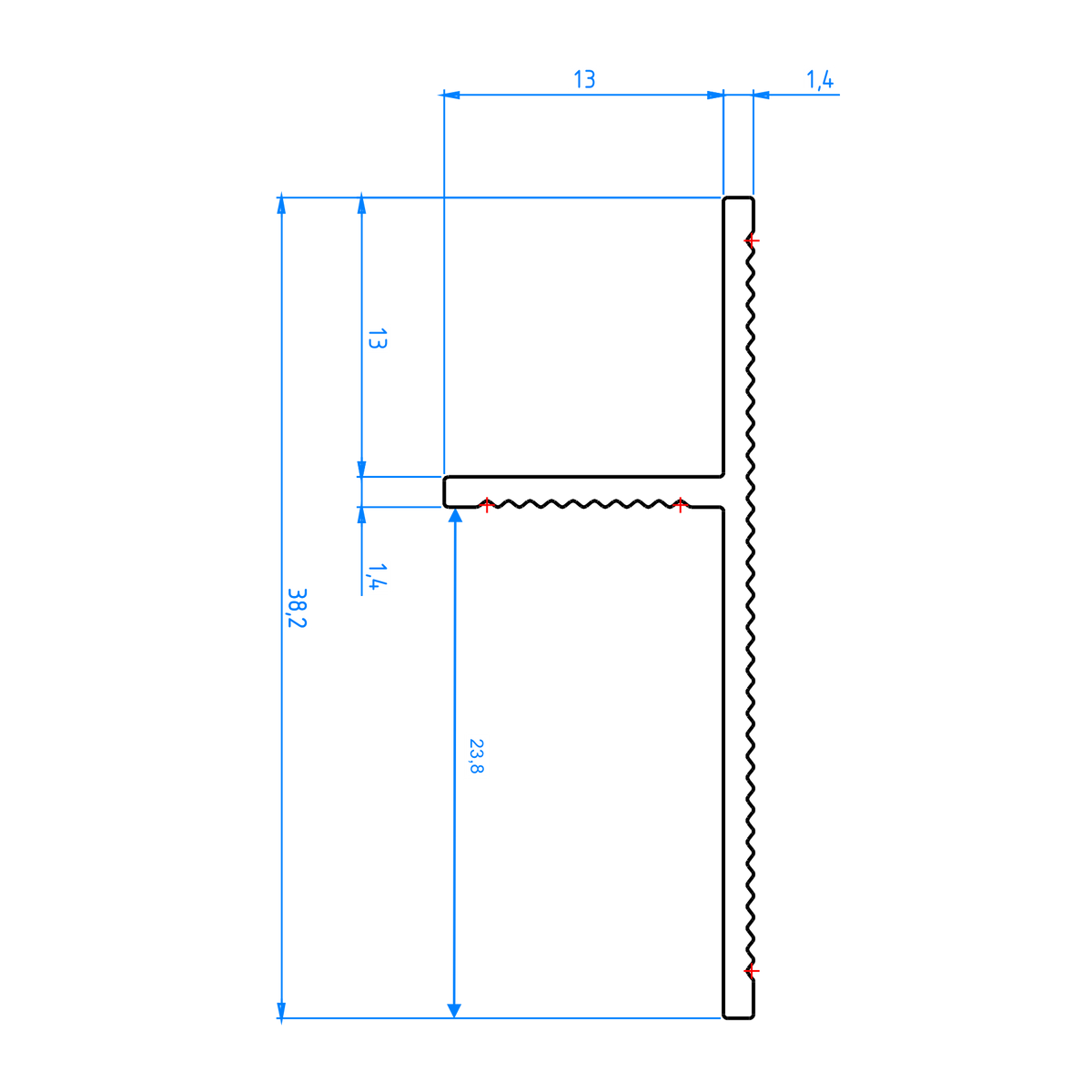Profil Tip Plintă și Scafă Ascunsă Shadow Gap, PS130, Aluminiu, Alb Mat, Vopsit Electrostatic, 2,7 m, 14,4 x 38,2 mm